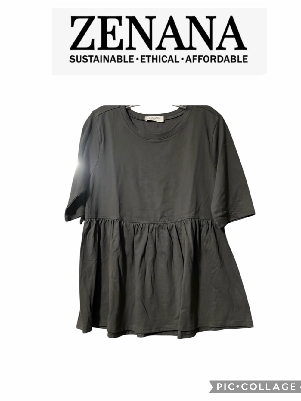 😊ZeNaNa Gray Peplum T-Shirt Relaxed Fit